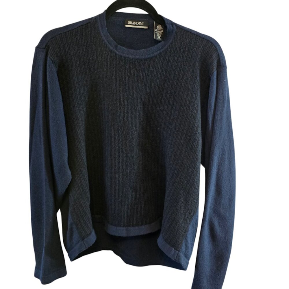 BRANDINI VINTAGE HI LOW PULLOVER SWEATER NAVY BLACK SIZE XXL 100% WOOL